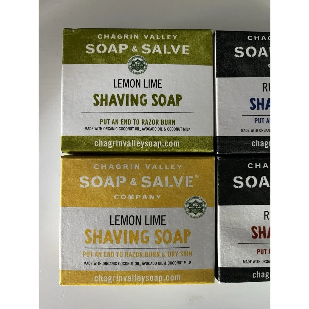 New! Lot Of 4 Chagrin Valley Organic Shave Soap Shaving Lemon Lime Spice